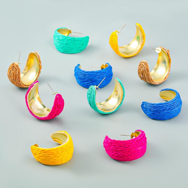 

Hoop Earrings Pauli Manfi Trend Raffia C Shape Summer Holiday Party Simple Statement 2022 Women's