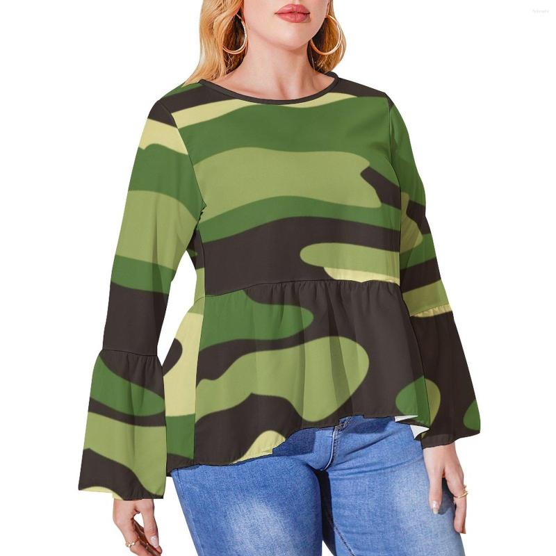 

Shirt Army Camo Print Plus Size Forest Multicam Trendy Long-Sleeve T Shirts Classic Oversized Tee Woman Pattern Clothing, Style-1