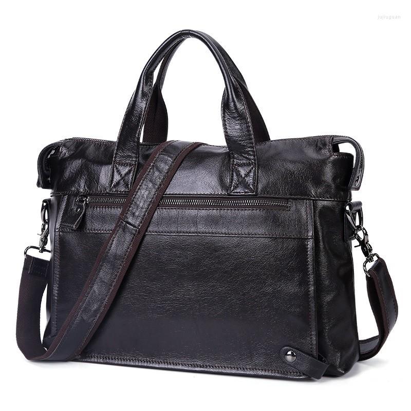 

Briefcases High Quality Messenger Bag Men's Genuine Leather Casual Male Laptop Crossbody Bags For Men Handbags Shoulder, Rown color