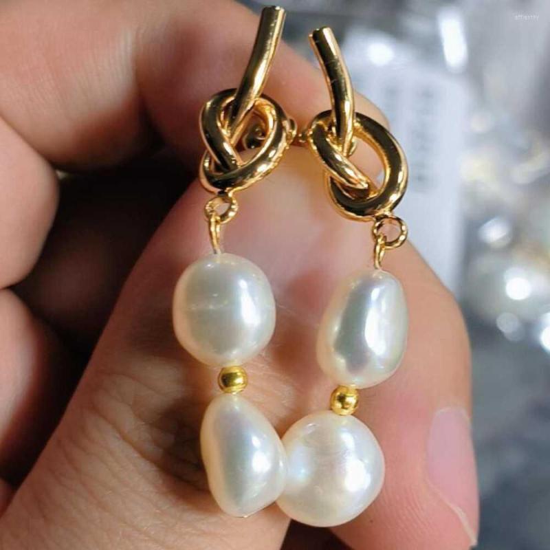 

Dangle Earrings 10-11MM Natural Baroque White Pearl 14K Lucky Beautiful Cultured Freshwater VALENTINE'S DAY Hook Holiday Gifts