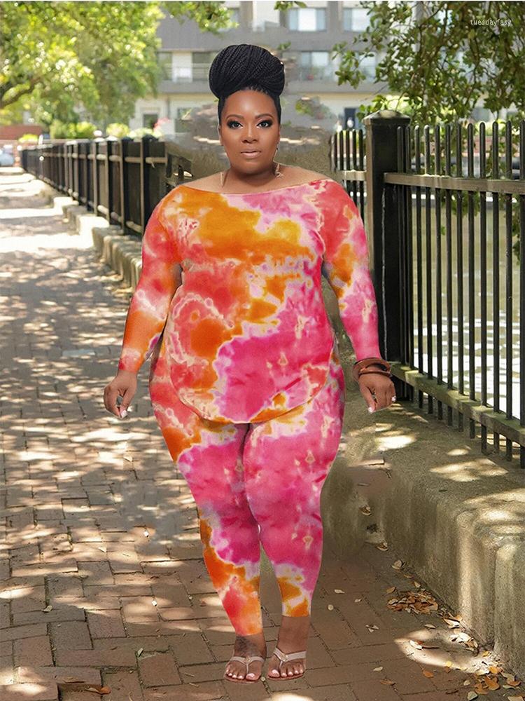 

Tracksuits Two Piece Set For Womens Long Sleeve Top And Pants Sets Casual Tie Dye Women Plus Size Sweat Suits Wholesale Drop, Orange