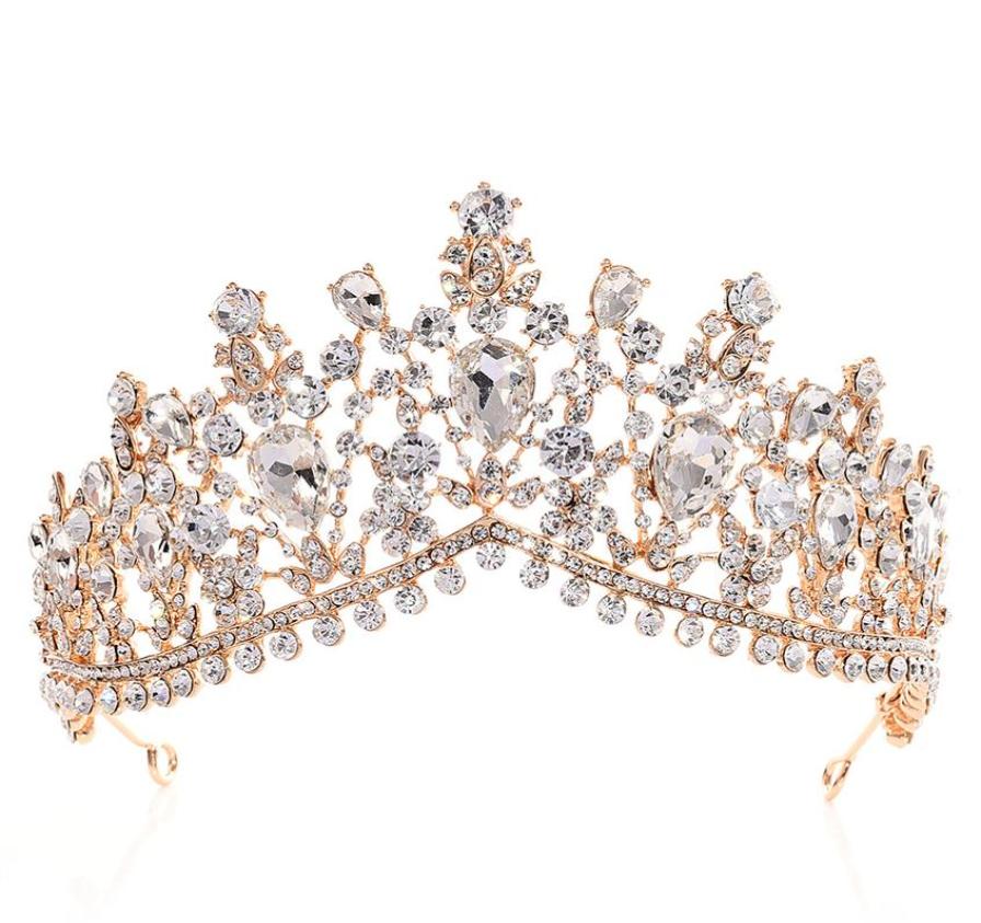 

Luxury Rhinestone Tiara Crowns Crystal Bridal Hair Accessories Wedding Headpieces Quinceanera Pageant Prom Queen Tiara Princess Cr2815123