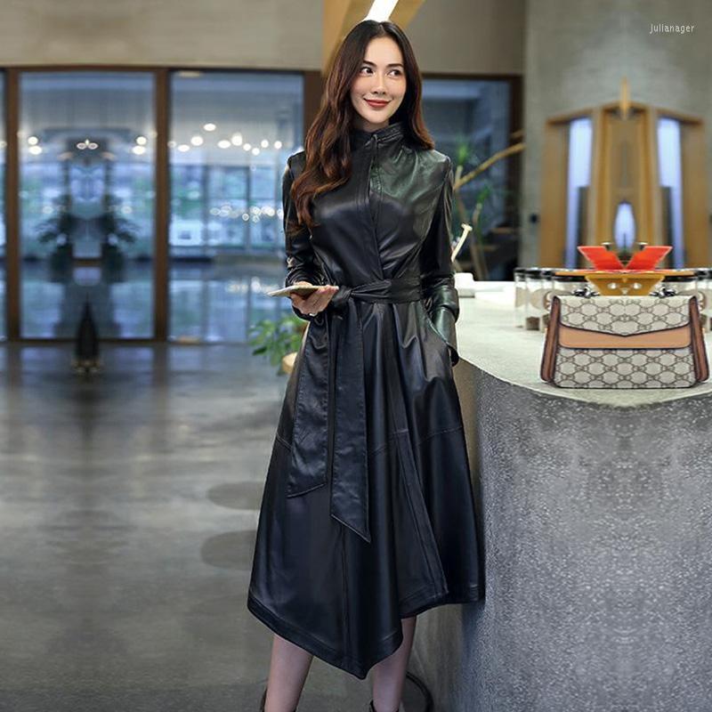 

Women's Leather Black Jacket Women Real Sheepskin Fashion Slim Coat High Street Tops Jaqueta De Couro Zm937