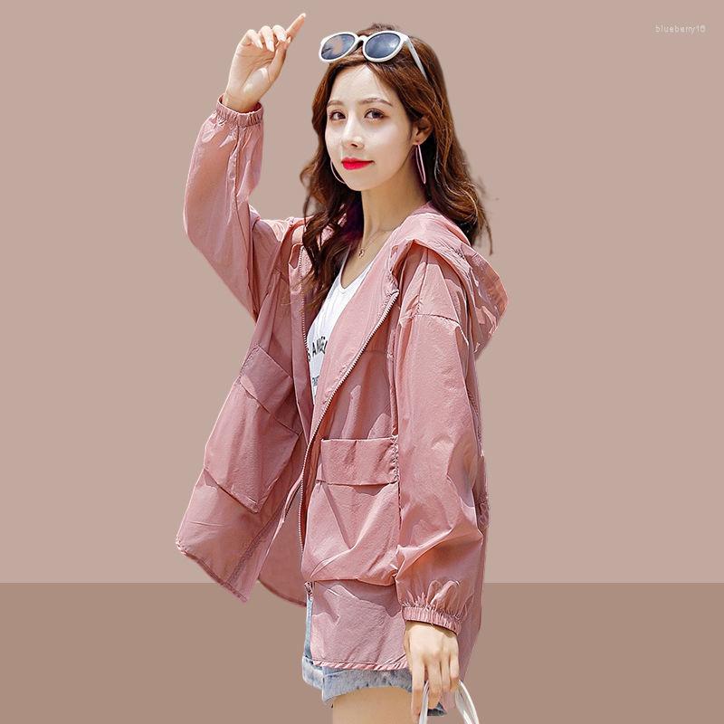 

Women's Jackets 2022 Women Summer Fashion Thin Sun-Proof Clothing Female Sun Protection Loose Ladies Zipper Solid Hooded T120, Pifen