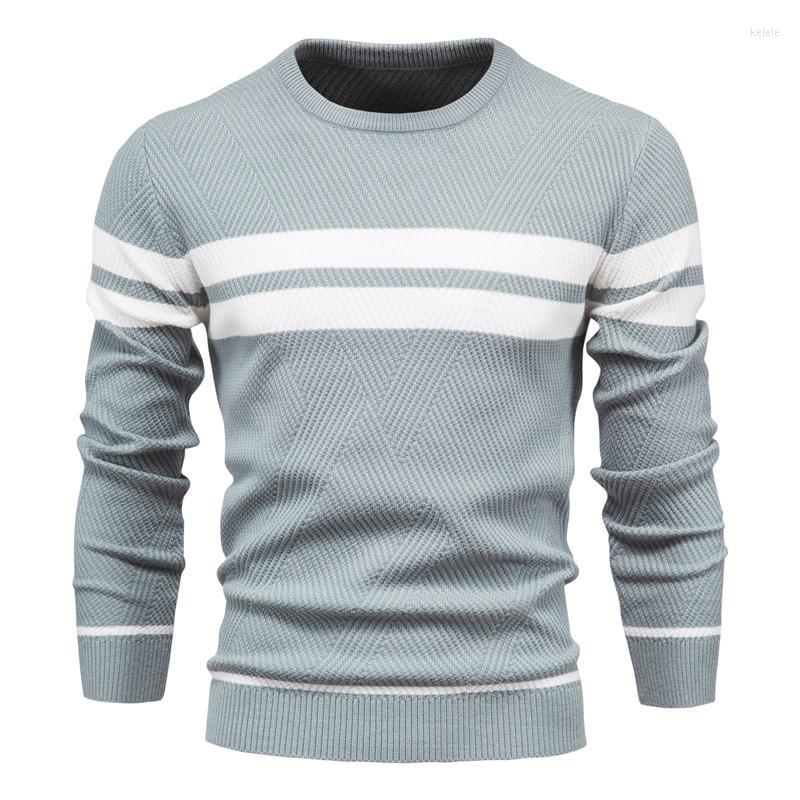 

Men's Sweaters WEILUO Men's Crewneck Sweater Soft Thermal Knitted Sweatshirt Color Block Striped Knit Pullover Men Black 3XL