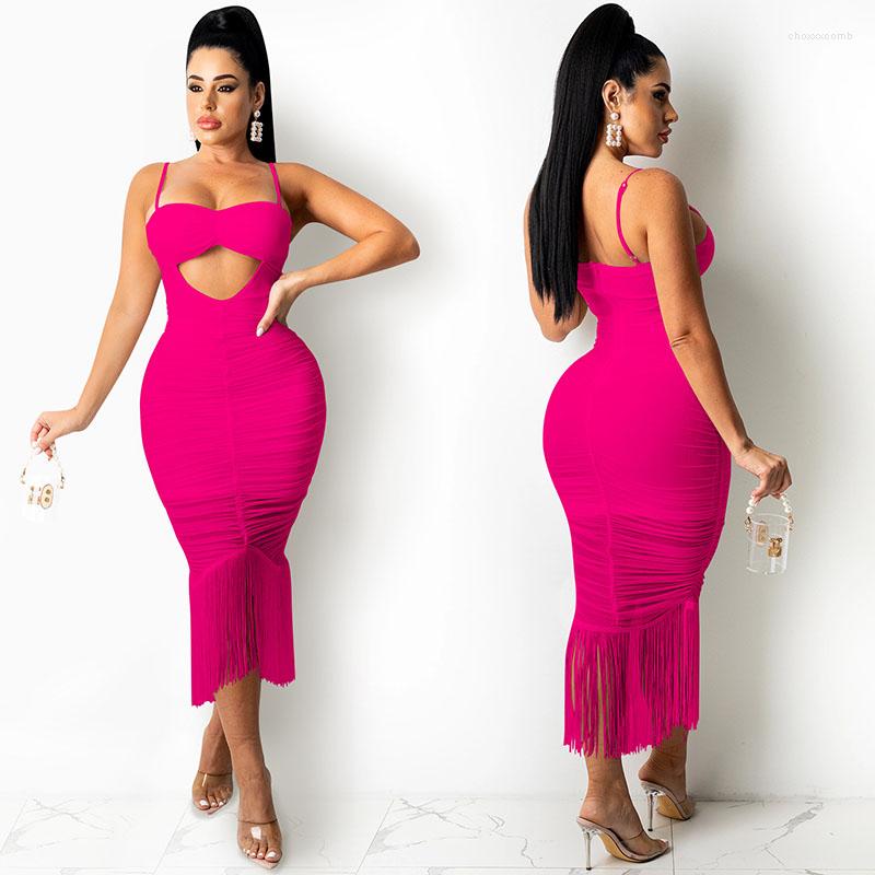 

Casual Dresses Women Summer Dress Sexy Spaghetti Strap Hollow Out Splicing Tasse Bodycon Fashion Party Club Midi Ladies 2022, White