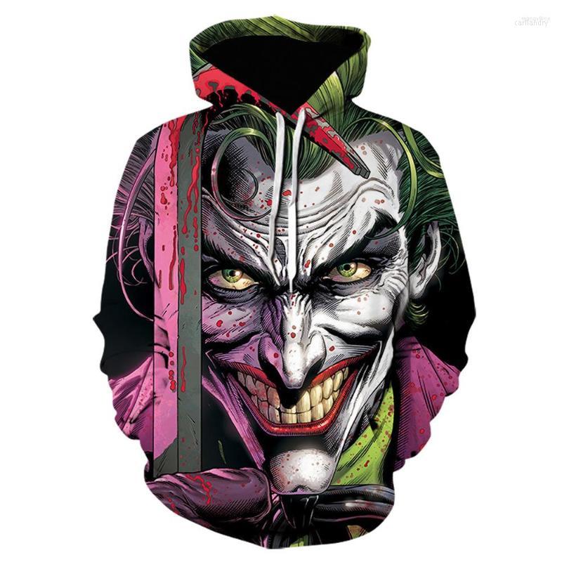 

Men' Hoodies Men' & Sweatshirts 2022 3D Printed European And American Horror Movie Clown Back Soul Hooded Sweater Jacket, Picture shown