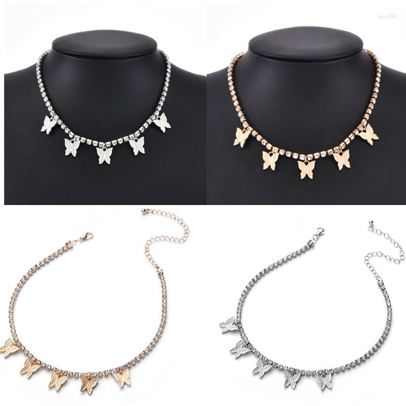 

Chains KSRA Charm Crystal Butterfly Necklaces & Pendants Jewelry Gift For Women Girls Pendant Necklace Colar De Senhora Wholesale