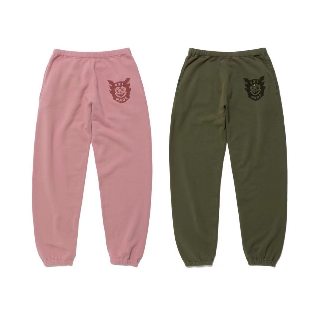 

Green Letter Print High Street Drawstring Pants Autumn Winter Pants Plus Size