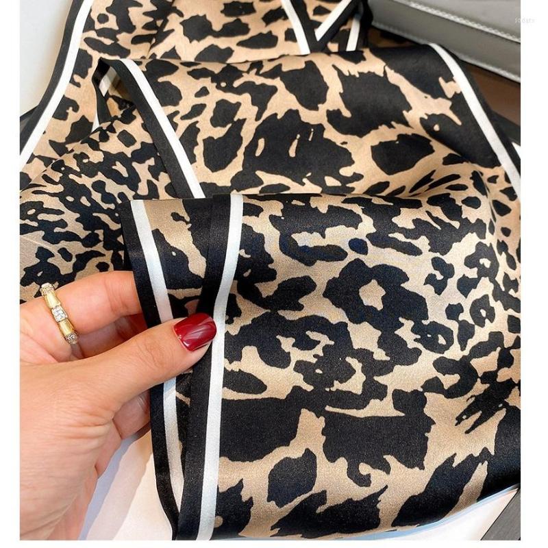 

Scarves Leopard Print Silk Neckerchief Wraps Narrow Long Women's Fashion Headband Hairband Hat Bag Scarfs 150 15cm