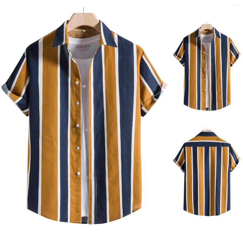 

Men's Casual Shirts Men Summer Printed Top Shirt Collar Cotton And Linen 3D Print Camisa Men's Clothes Streetwear Handsome Camisas De, Brown