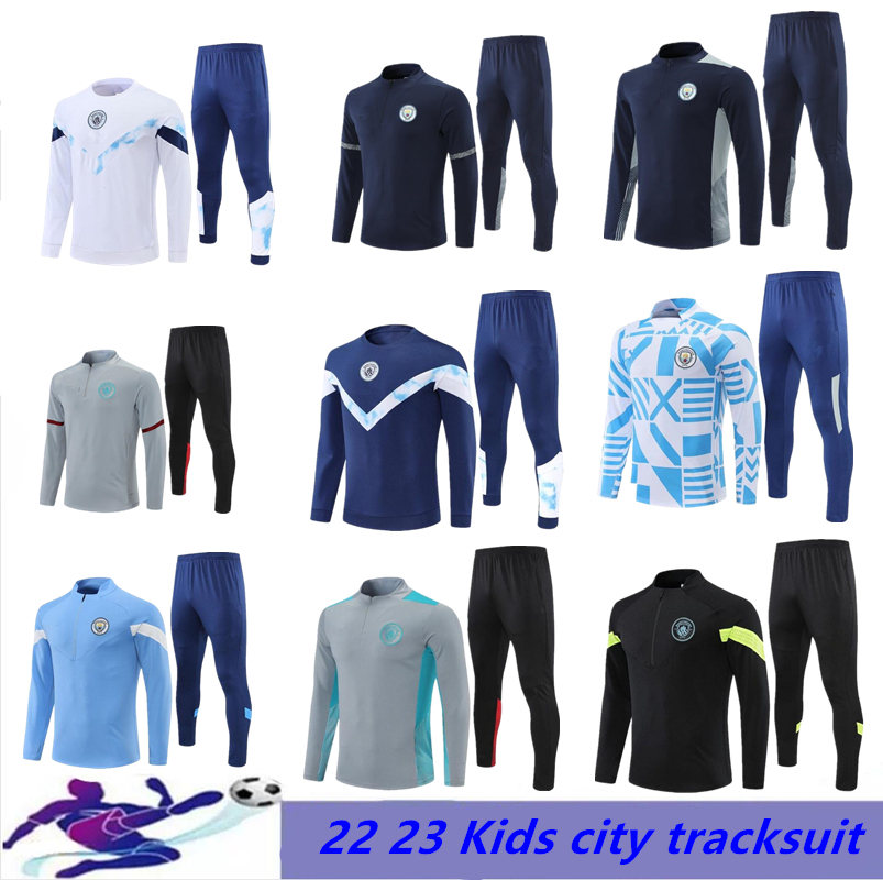 

2022 2023 tracksuit Half pull man City Training Suit KIDS 21/22/23 Long sleeve Sportswear Football Survatment Foot Chandal suit.