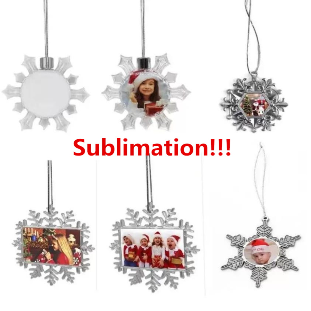 Sublimation Blank Snowflake Pendants Christmas Ornaments Thermal Transfer Printing Blanks White Customized DIY Tree Decor Wholesale AA