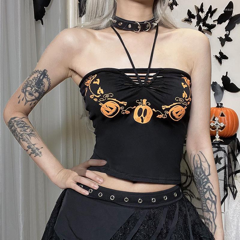 

Women' Tanks Summer Fashion Personalized Women Halloween Small Camisole Lady Crop Top Sexy Girl Bottoming Sports Short Vest Party Gift, Black