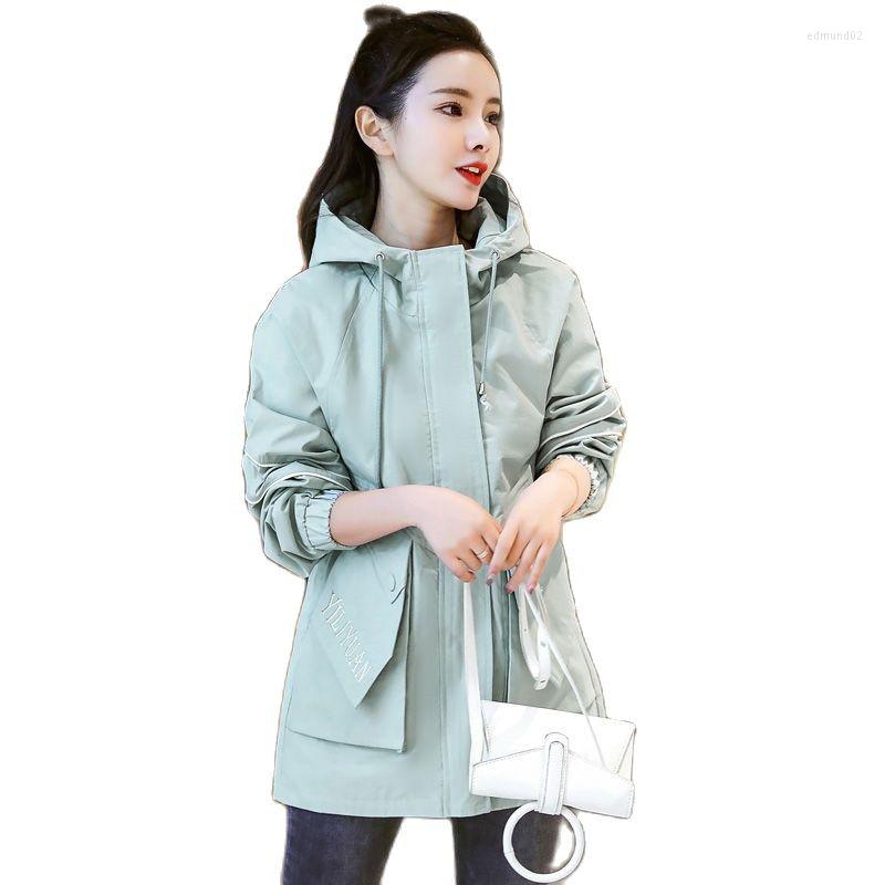 

Women' Trench Coats Women Windbreaker 2022Female Spring Autumn Double Layer With Lining Overcoat Long Sleeve Hooded Jacket Female All-match, Black