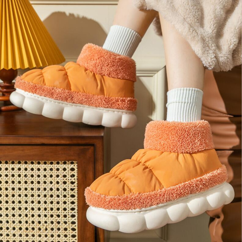 

Boots Women's Winter Shoes Warm Fur Female Ankle Trendy Non-slip Platform Thick Bottom Cute Furry Couples Snow Boot 221114, Orange