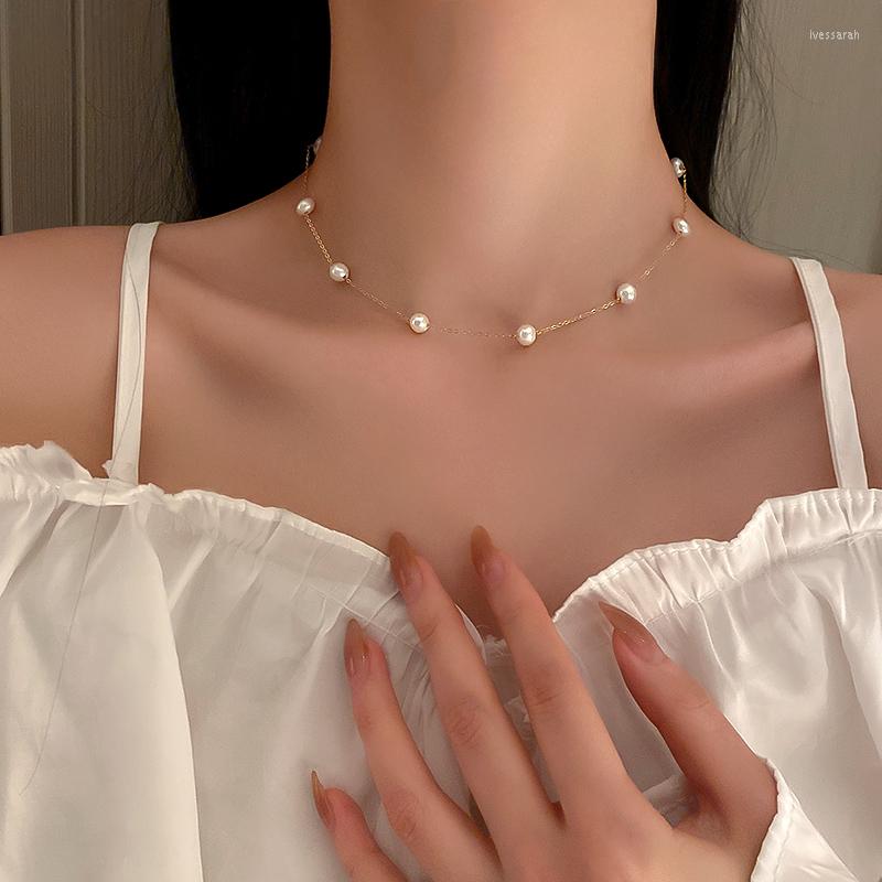 

Chains 14k Gold Freshwater Pearls Choker Necklace For Women Simple Natural Pearl 2022 Trend Fashion Elegant Jewelry