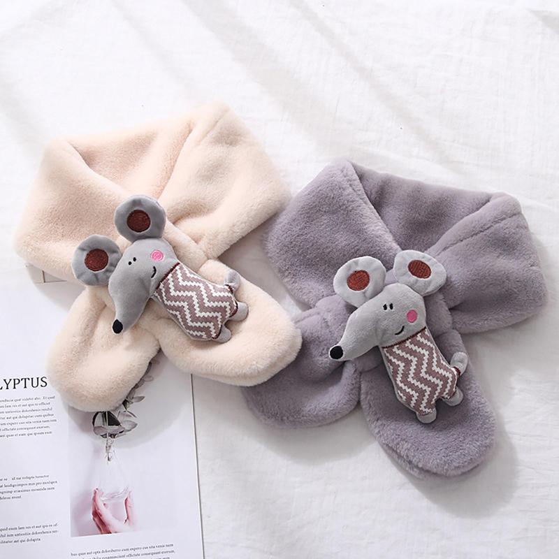 

Bandanas Autumn And Winter Boys Girls Solid Color Scarf Baby Cartoon Imitation Plush Children'S