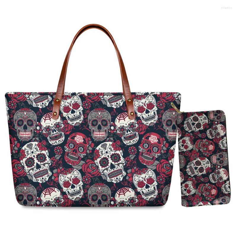 

Evening Bags Floral Skull Print Handbag Sets For Women Colorful Female Ladies Tote Large Capacity Top-handle Waterproof, Hdm090851al-z21