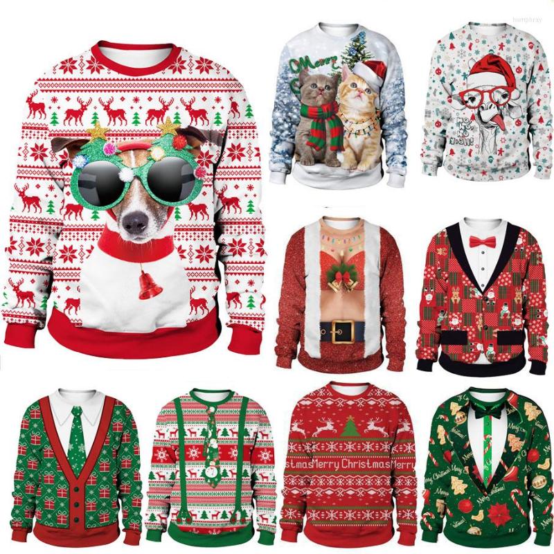 

Men's Sweaters Trendy Glasses Dog Animal Men Women Ugly Christmas Sweater Funny Xmas Sweatshirts Couples 3D Reindeer Cartoon Cute Jumpers, Sb102-050