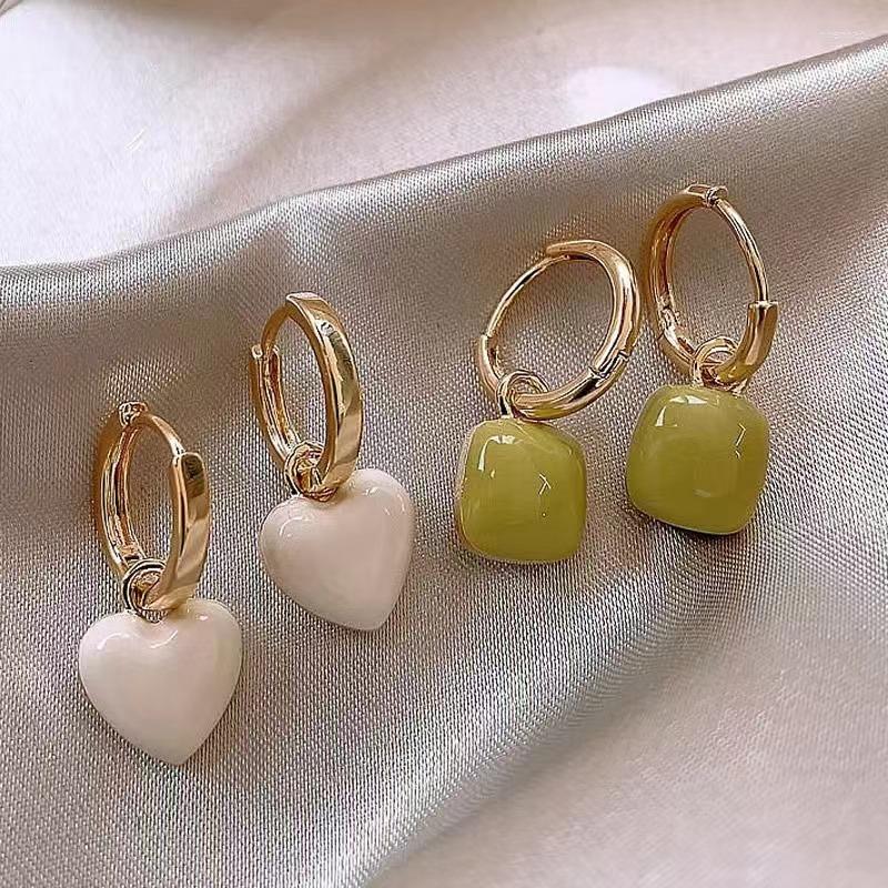 

Dangle Earrings 2022 Fashion Fresh Heart-shaped Drop Glaze Pendant Women's Korean Jewelry Temperament Girls Daily Wear