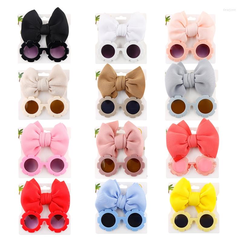 

Hair Accessories Children Baby Girls Sunglasses Band Set Cartoon Glasses Knot Bow Headband 85LE
