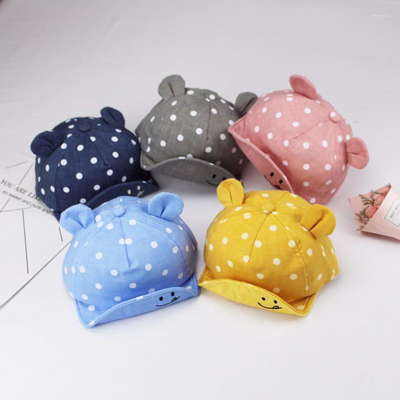 

Hair Accessories Baby Hats Born Summer Cap For Baseball With Ears Cotton Hat Kids Cute Sun Polka Dot Outdoor Visor, Gray