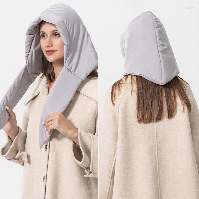 

Berets Women Winter Ear Protection Warm Hat Fashion Waterproof Windproof Cap Filled Down Cotton, Black