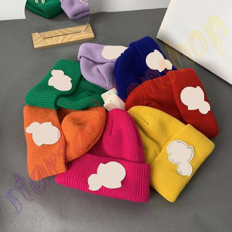 

Double logo Knitted Fur Pom Hat Fashion Designer Skull Cap Letters Beanie Men and Women Unisex Cashmere Quality 11 color, Black