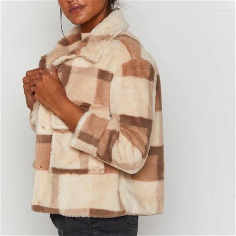 

Women' Jackets Winter Women Warm Top Long Sleeve Plaid Fleece Coat Elegant Ladies Thick Jacket Streetwear Female Parkas, Picture shown