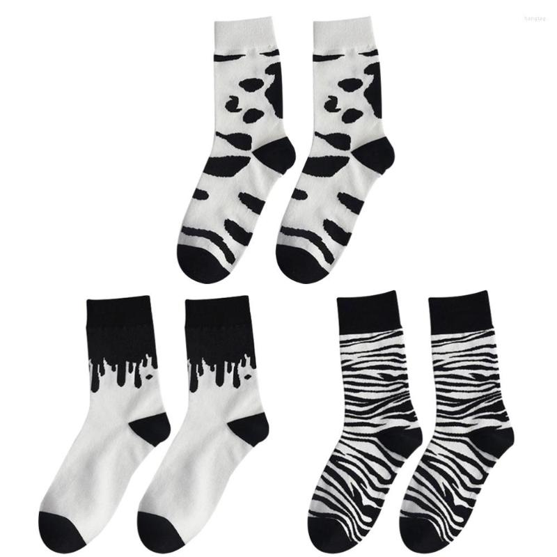 

Men's Socks 3 Pairs Cow Zebra Pattern Warm Lady Winter, Assorted color