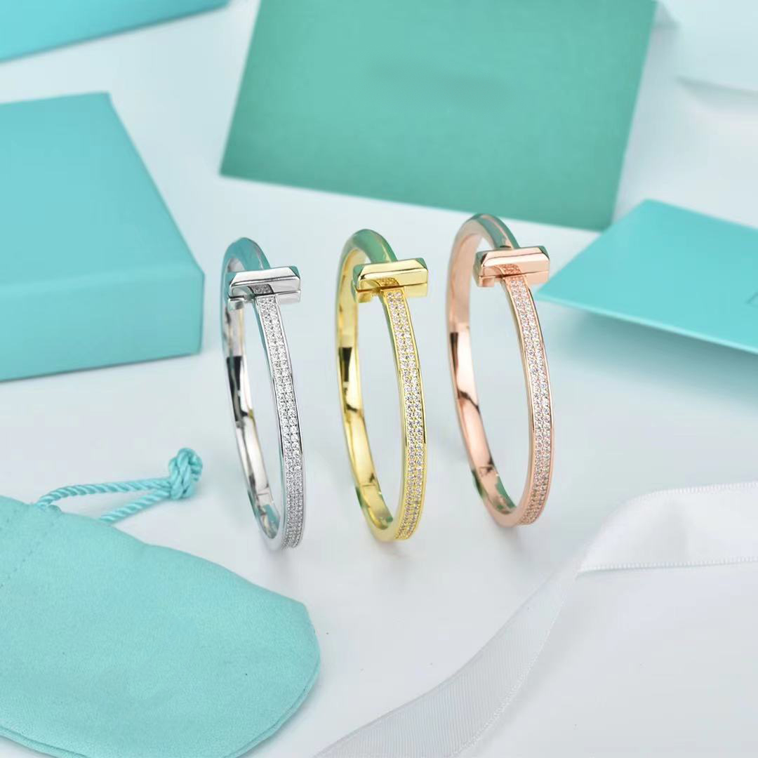 

tiff Full gold diamond tennis bracelet Designer custom jewelry bright diamond fashion Champagne color top luxury bracelets