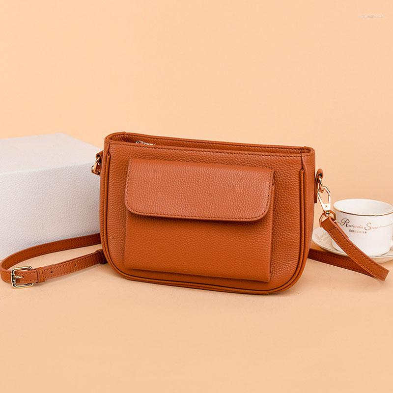 

Evening Bags Luxury 2022 Trend Leather Women's Bag Korean Version Fashion All-match Top Layer Cowhide Ladies Shoulder Messenger, Black