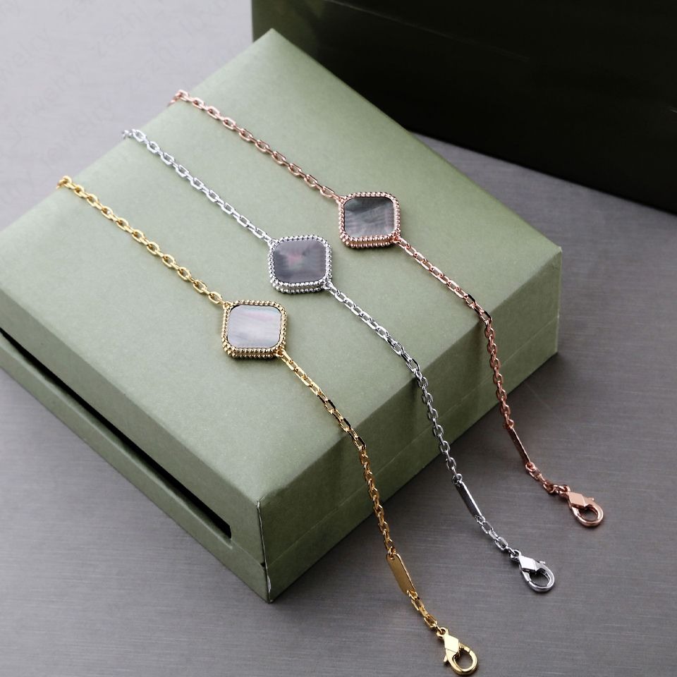 

Fashion Classic 4/Four Leaf Clover Charm Bracelets love Bangle Chain 18K Gold Agate Shell Mother-of-Pearl flower van for Women&Girl Wedding Designer Jewelry Women gift