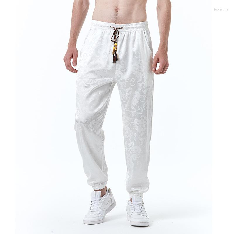 

Men' Pants White Chinese Dragon Pattern Martial Arts Men 2023 Brand Trousers Tang Suit Traditional Clothes XXXL, Khaki
