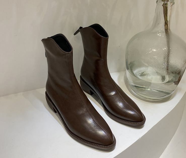 

Boots Women boots ankle boots Thick heel pointed women Genuine Leather shoes selling style 221114, Pm