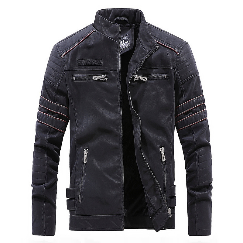 

Men's Fur Faux Fur Jackets for Men Chamarras Para Hombre Winter Casual Sports Collar Down Thickening Warm Waterproof PU Leather Jacket M2XL 221114, Dark blue