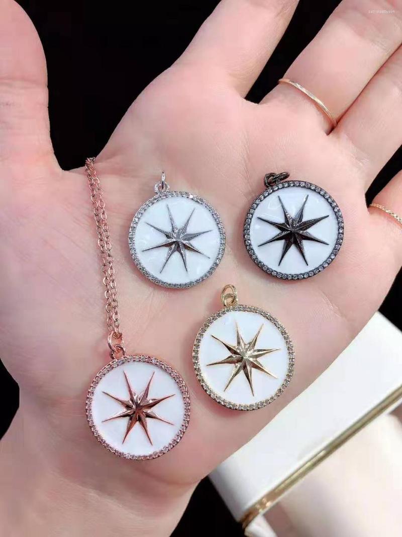 

Pendant Necklaces 35mm Golden Plated Cz Micro Dripping Oil Coin