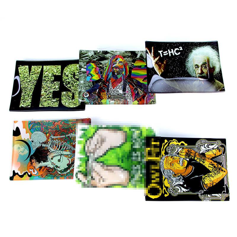 

smoke accessory Shatter Resistant Glass Rolling Tray 16x12cm Tobacco With Independent Carton Packing For Roll Paper Smoke Herb Grinder smoking shop