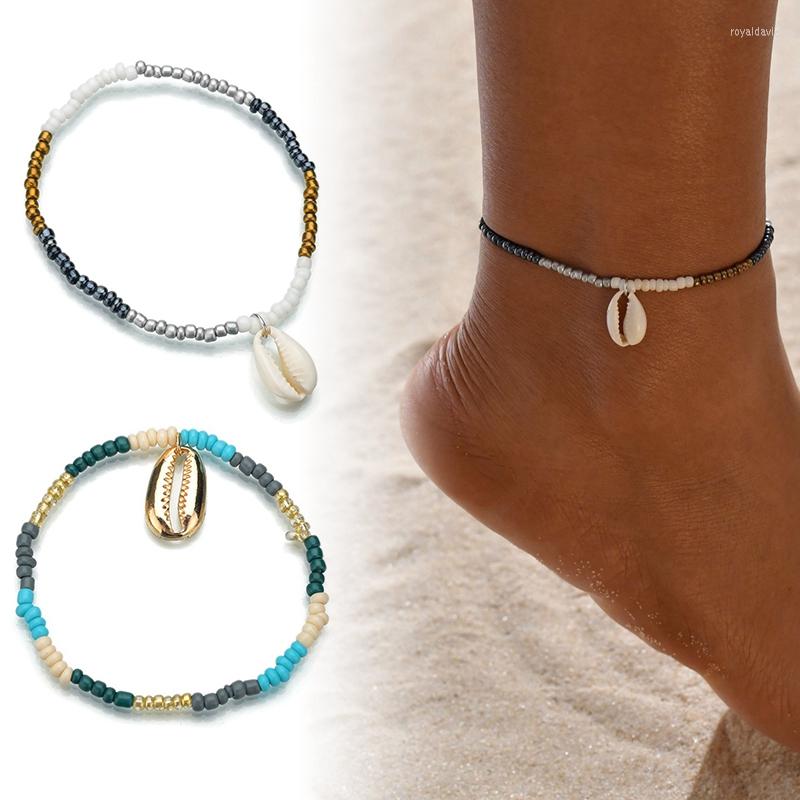 

Anklets Summer Beach Anklet Handmade Fashion Natural Shell Decor Beaded Foot Chain Charm Bohemian Women Girls Jewellery