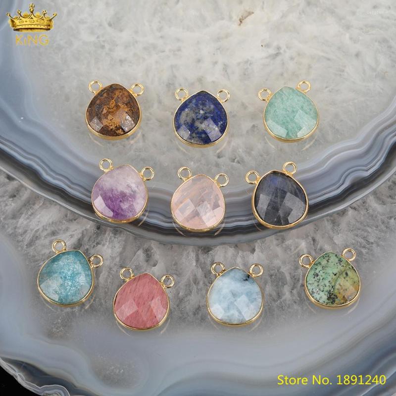 

Pendant Necklaces 5pcs Natural Howlite Labradorite Amazonite Beads Connector For Bracelet Making Plated Gold Bails Crystal Drop Charms DIY