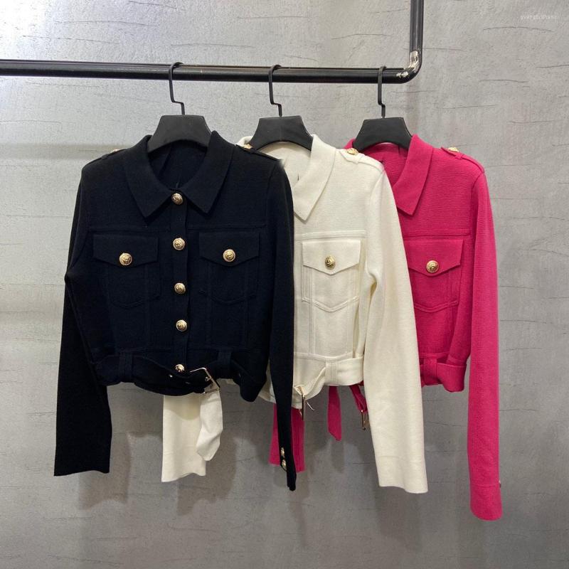 

Women' Knits 2022FW Autumn Luxury Women High Quality Fashion Knitted Cardigans Sweater For Female Chic Coat 3 Color Gdnz 10.02, Black
