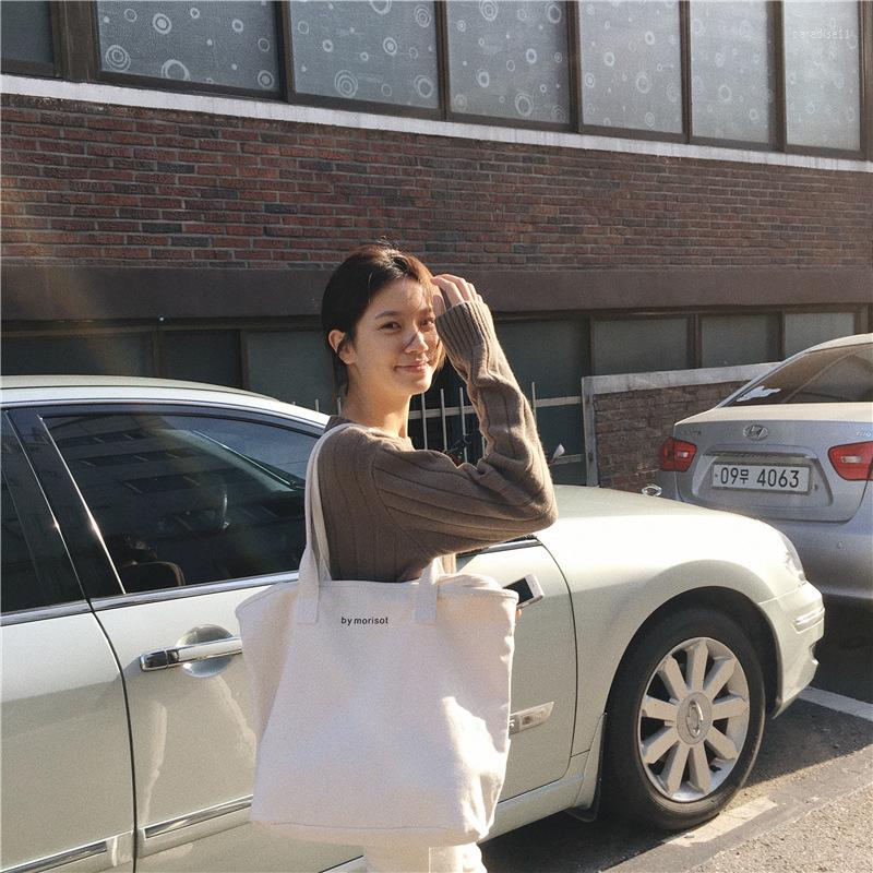 

Shopping Bags Women Large Capacity Canvas Tote Bag Simple Colth Shoulder Korean Ladies Handbag Female Eco Shopper Girl Student Bookbag, White 12amps