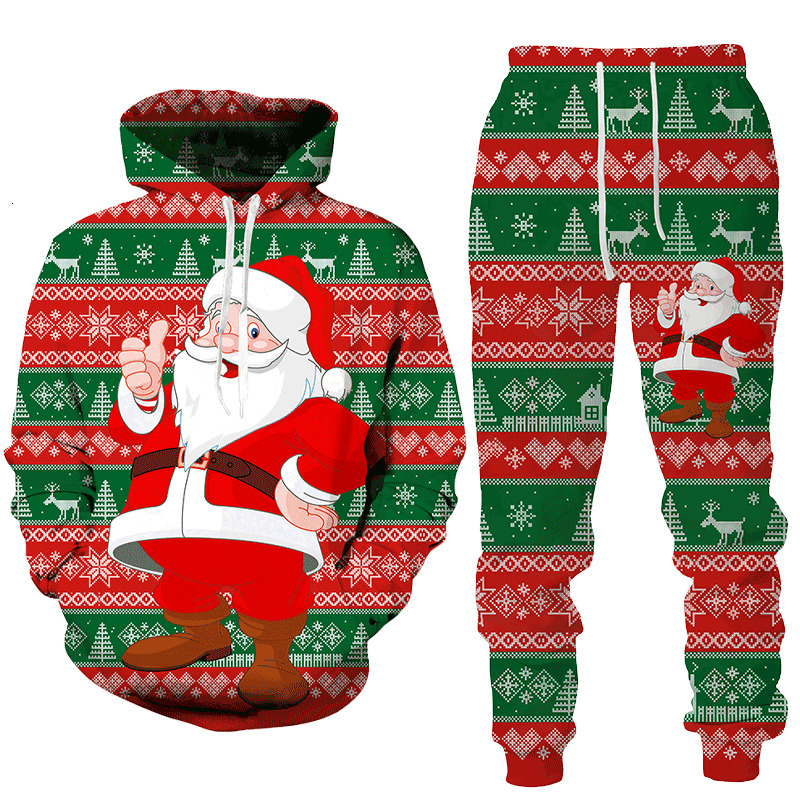 

Men' Tracksuits Santa Claus Printed Hoodie Pants Suit Autumn and Winter Fashion Men' Women' Hoodies Sweatshirt Sets Funny Christmas Costume 221114, 00944
