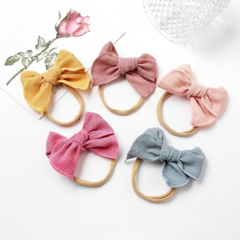 

Hair Accessories Corduroy Bow Nylon Hairbands Soft Baby Girl Headband For Children Elastic Born Headwear Kids