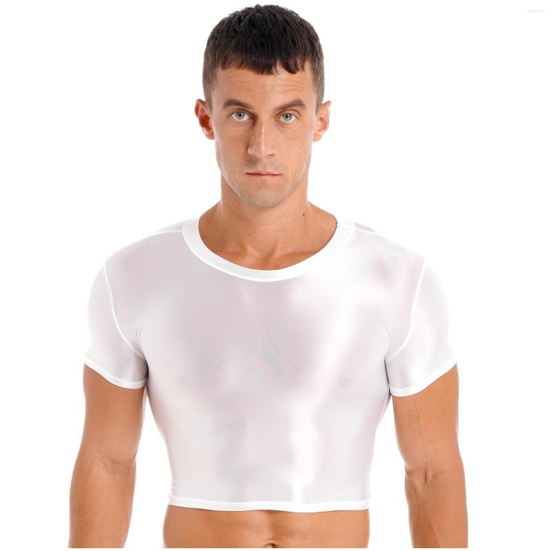 

Men's Tank Tops Mens Swimsuit Solid Color Round Neck Slim Fit T-shirt Short Sleeve Crop Top Sportswear Male Swimwear Swimming Costume, Black