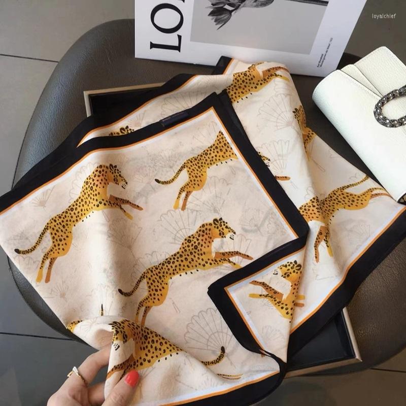 

Scarves Leopard Print Real Silk Neckerchief Wraps Women 2022 Autumn Long Necktie Headwear Headband 140 35cm
