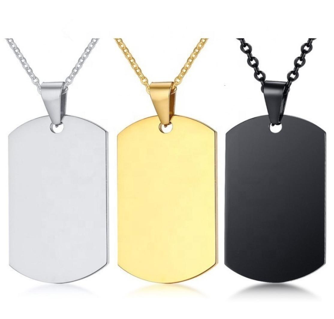 

Military army style mirror polish custom ID name engrave sier gold black plated stainls steel dog tag necklace for 6215916