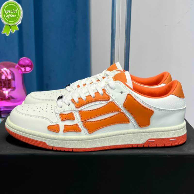 

2023 New Mens Womens Casual Shoes Sneakers SKEL TOP LOW Luxury Trend Bone Shape Upper Orange Versatile Fashion Sneakers for Men and Women