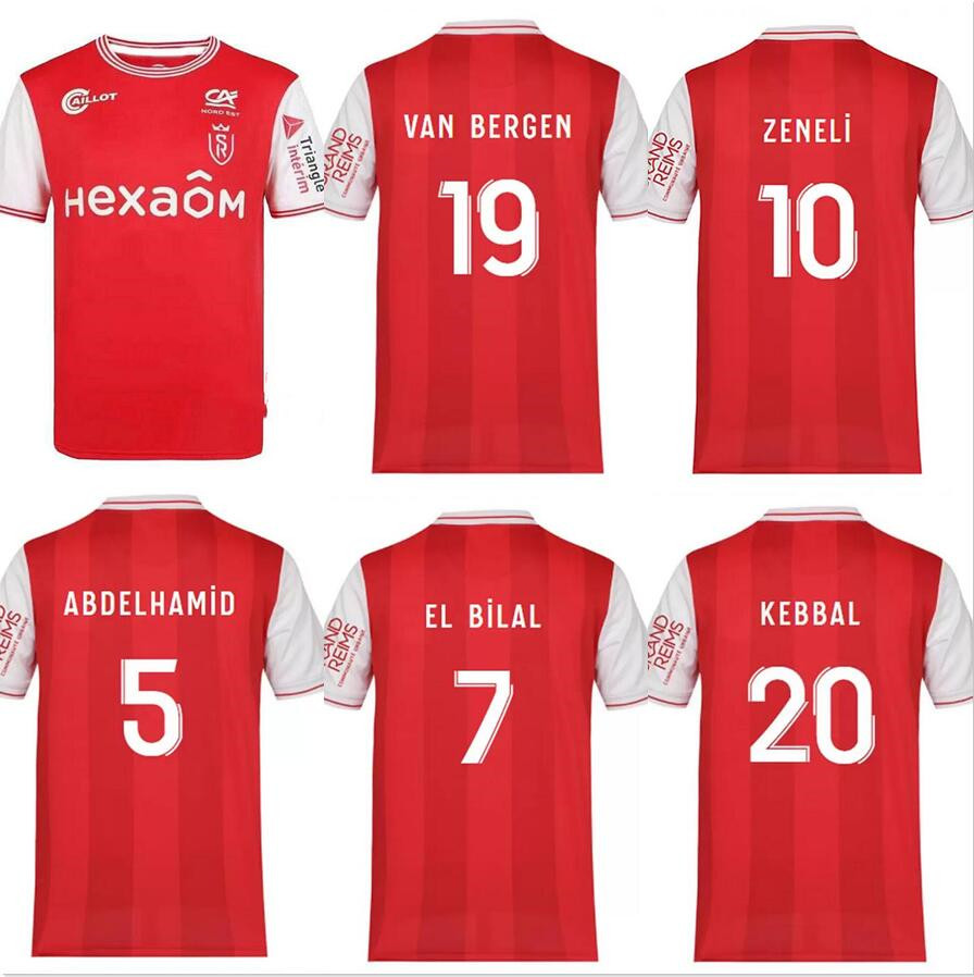 

22 23 Maillots Stade de Reims soccer jerseys EL BILAL ZENELI maillots VAN BERGEN ITO KEBBAL LOCKO MATUSIWA ABDELHAMID 2022 2023 hommes enfants foot